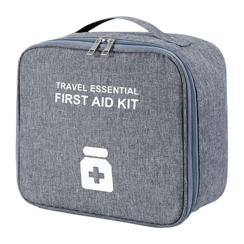 Milageto Medikamentenaufbewahrungstasche, Kinder Notfall-Medizintasche, Notfalltasche Leere Erste-Hilfe-Box Notfall-Erste-Hilfe-Sets für Camping, Grey and L von Milageto