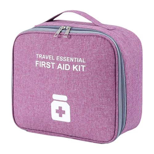 Milageto Medikamentenaufbewahrungstasche, Kinder Notfall-Medizintasche, Notfalltasche Leere Erste-Hilfe-Box Notfall-Erste-Hilfe-Sets für Camping, Purple and L von Milageto