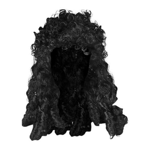 Milageto Piratenkapitän-Perücke, lang, schwarz, gewellt, lockig, für Männer, Halloween, synthetisch, für Partyfotografie von Milageto