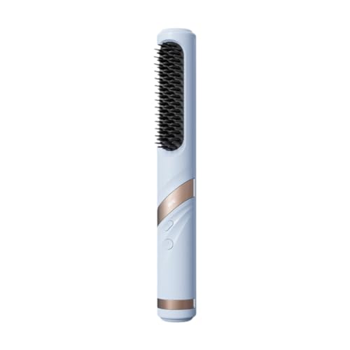 Milageto Schnurloses Haar Glätterer Pinsel Haarstyling Pinsel Styling Tool USB Ladung Elektrisch heißer Kamm Travel Curler für Frauen Geschenk, Blau von Milageto