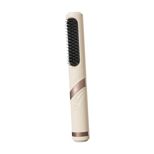 Milageto Schnurloses Haar Glätterer Pinsel Haarstyling Pinsel Styling Tool USB Ladung Elektrisch heißer Kamm Travel Curler für Frauen Geschenk, Gelb von Milageto