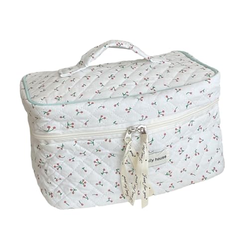 Milageto Süße Make-up-Tasche, Reise-Kosmetik-Organizer für Frauen und Mädchen, Reißverschluss, Mehrzweck-Make-up-Organizer, Kosmetiktasche für Wohnheim und, Weiß von Milageto