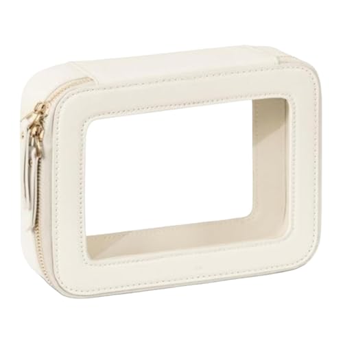 Milageto Transparente Make-up-Tasche, Kulturbeutel, Make-up-Organizer, tragbar, mit transparentem Fenster, Kosmetik-Organizer für Frauen und Mütter, Weiß Milageto Transparente Make-up-Tasche, Kulturbeutel, Make-up-Organizer, tragbar, mit transparentem Fenster, Kosmetik-Organizer für Frauen und Mütter, Weiß von Milageto