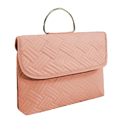 Milageto wasserdichte Reise-Kulturtasche, Kulturbeutel, Nylon, gefaltete Kosmetiktasche, hängender Make-up-Organizer für Reisen, Geschäftsreisen, ROSA von Milageto