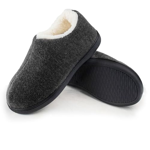 Damen Herren Warme geschlossene Rückseite Haus Schuhe mit warmem Fleece Futter, Wolle Filz Memory Foam Hausschuhe Anti-Rutsch Indoor Outdoor von Milaloko