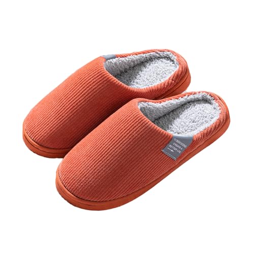 Milaloko Frauen Männer Plüsch Weiche Hausschuhe Warme Bequeme Slip On Home Hausschuhe Rutsch Indoor Outdoor, Orange, 38-39 von Milaloko