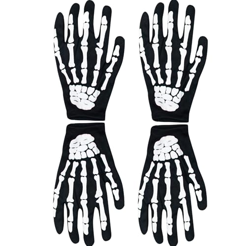 Milaloko Halloween Skelett Handschuhe Kurze Schädel Kralle Geist Knochen Volle Finger Handschuhe für Erwachsene Halloween Cosplay Kostüm Party von Milaloko
