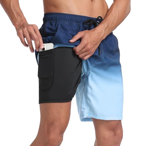 Herren Badehose Badeshorts Quick Dry Badeshorts Strand Shorts mit Taschen und Kompressionsfutter von Milaloko
