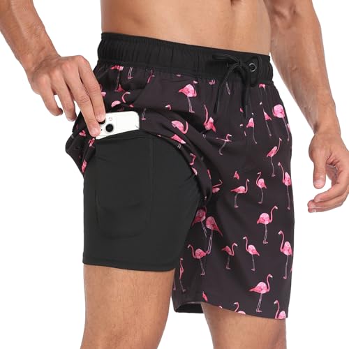 Herren Badehose Badeshorts Quick Dry Badeshorts Strand Shorts mit Taschen und Kompressionsfutter von Milaloko