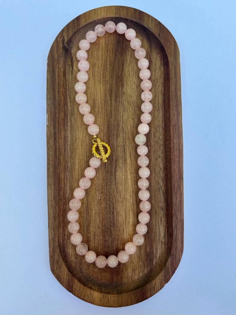 Rosenquarz Kette 40 45 50 cm - Heilstein Halskette, Geschenk Für Frauen, Boho Schmuck, Handgemacht, Naturstein Collier Collar Necklace von Milamoonshop