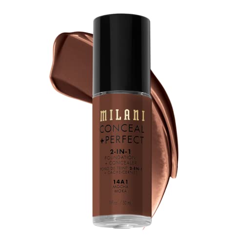 Conceal + Perfect 2-in-1 Foundation + Concealer - Mocha (1 FL. Oz.) Cruelty-Free Liquid Foundation - Cover Under-Eye Circles, Blemishes & Skin Discoloration for a Flawless Complexio von Milani