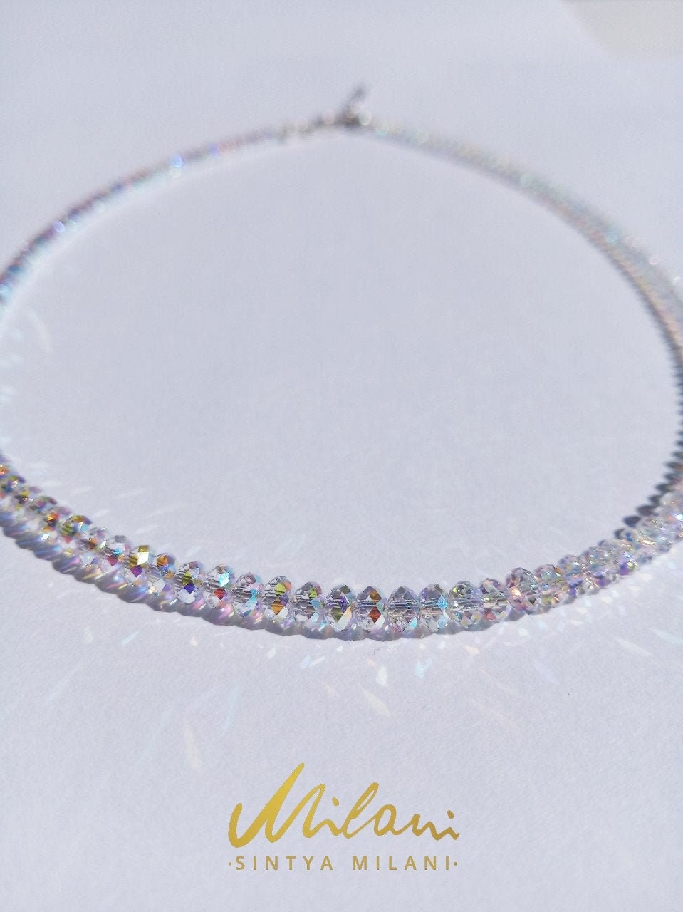 Schillernde Kette, Sterling Silber, Aurora Borealis, Minimalist Swarovski Kristalle, Regenbogen Danity Handmade Schillernde Kette, Sterling Silber, Aurora Borealis, Minimalist Swarovski Kristalle, Regenbogen Danity Handmade von MilaniUniqueJewelery