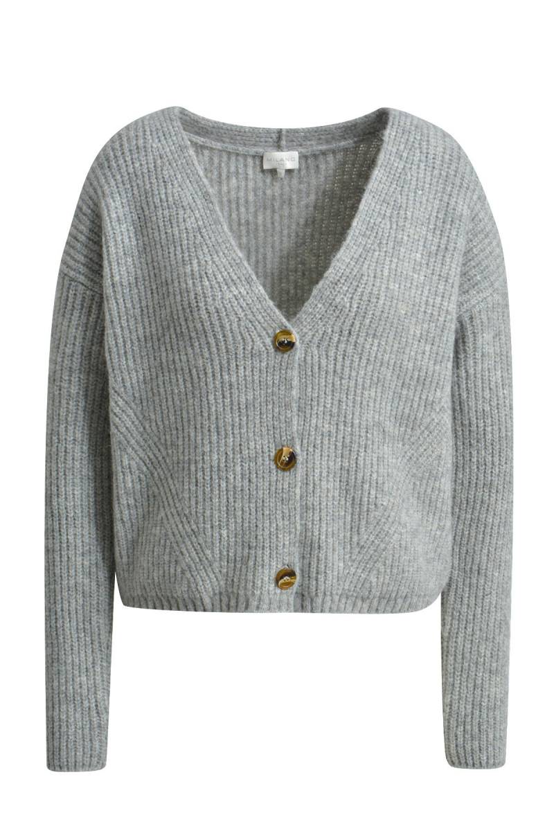 Milano Italy - 1/1 sleeve Cardigan with button placket grey melange - Gr. - XL von Milano Italy