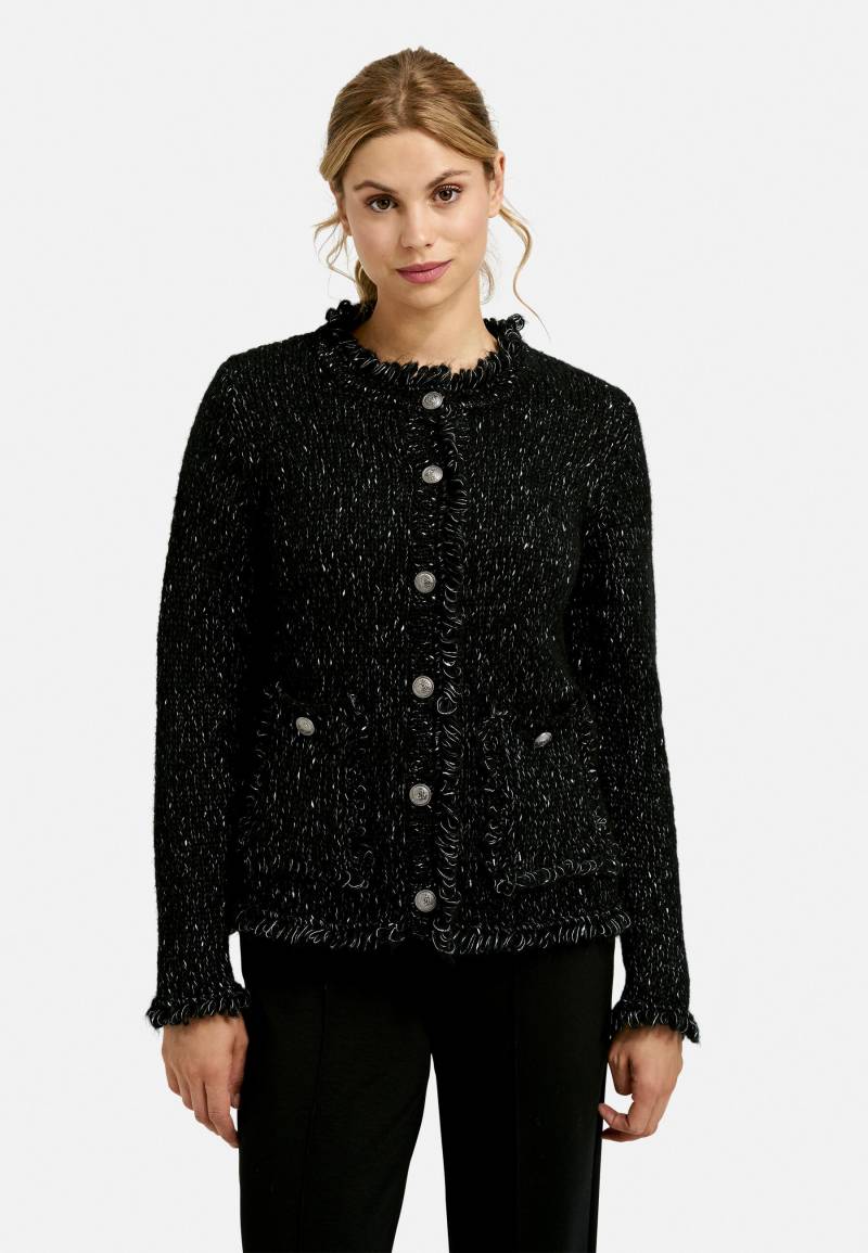 Milano Italy - Cardigan w roundneck, placket at cf, patched on pockets, 1/1 slee black - Gr. - XL von Milano Italy