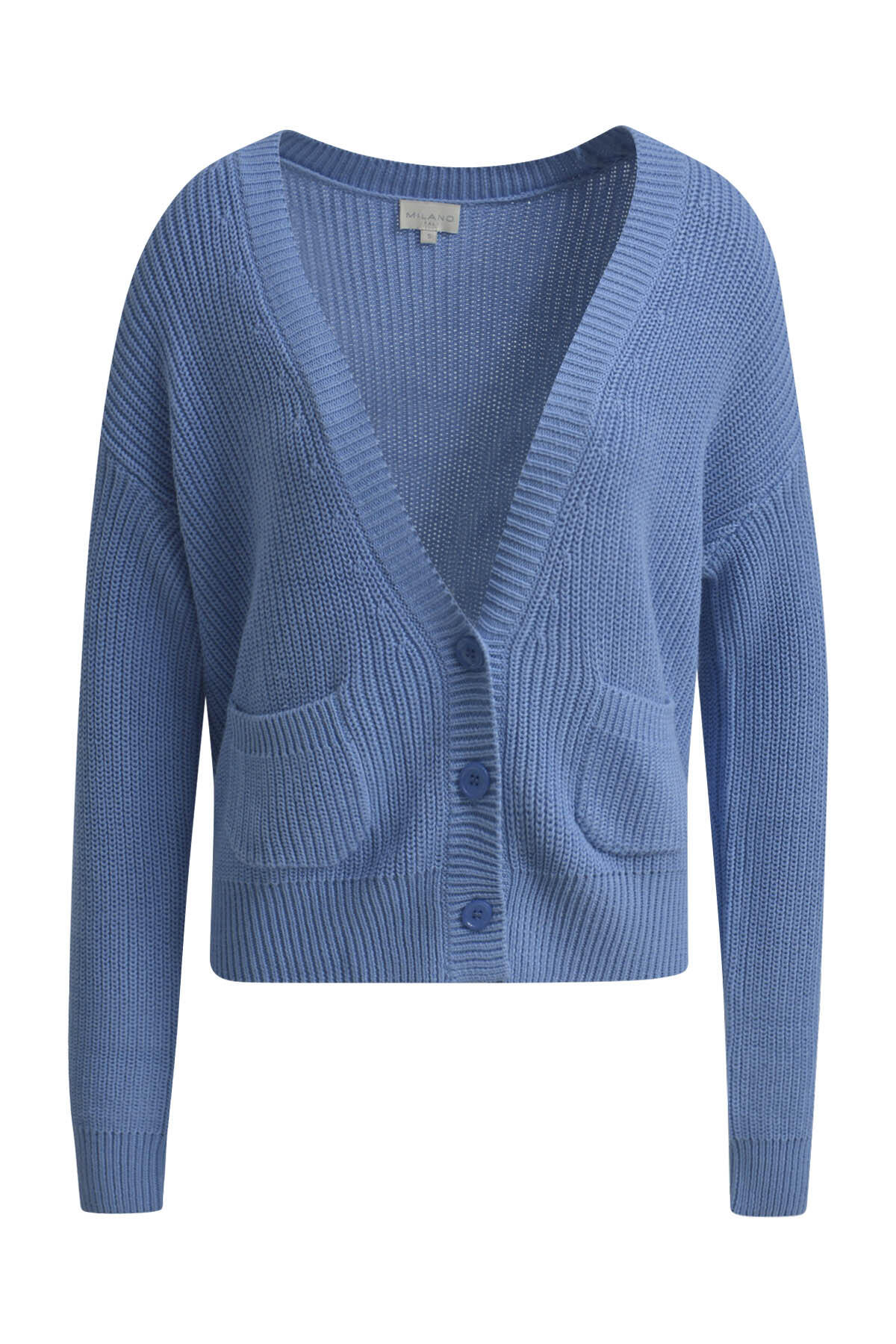 Milano Italy - Cardigan with button placket + 1/1 sleeves azur - Gr. - S von Milano Italy
