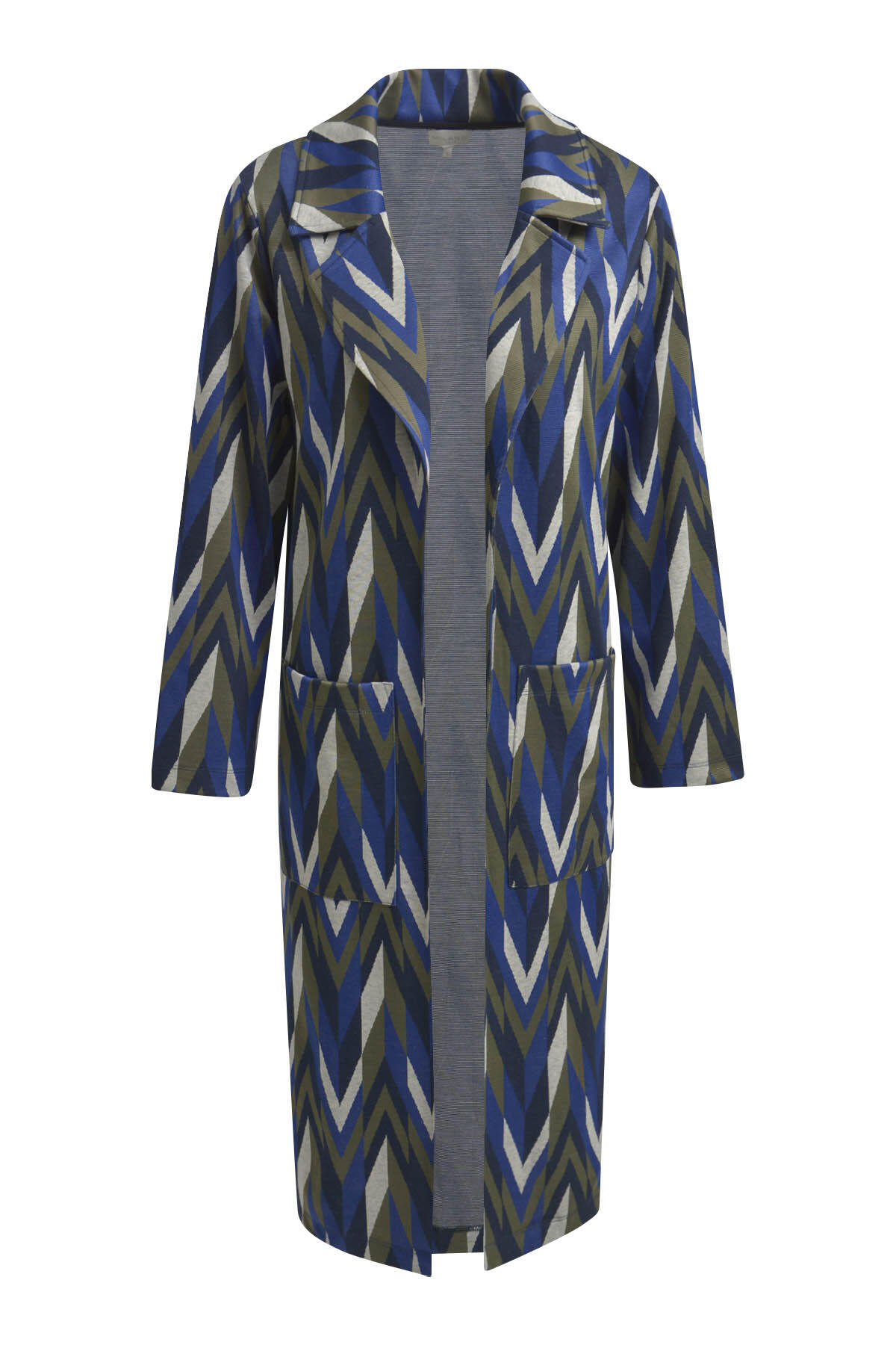 Milano Italy - Coat w collar and lapel, 1/1 sleeves and patched pockets navy print - Gr. - S von Milano Italy