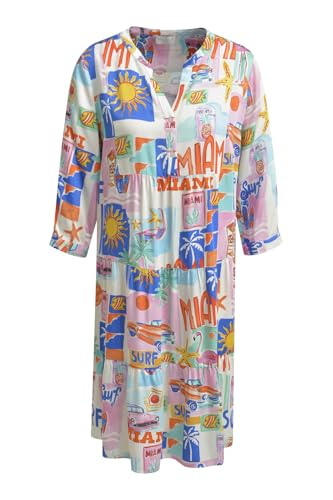 Milano Italy Damen Sommerkleid mit Musterprint und 3/4-Ärmeln Colorful, 46 von Milano Italy