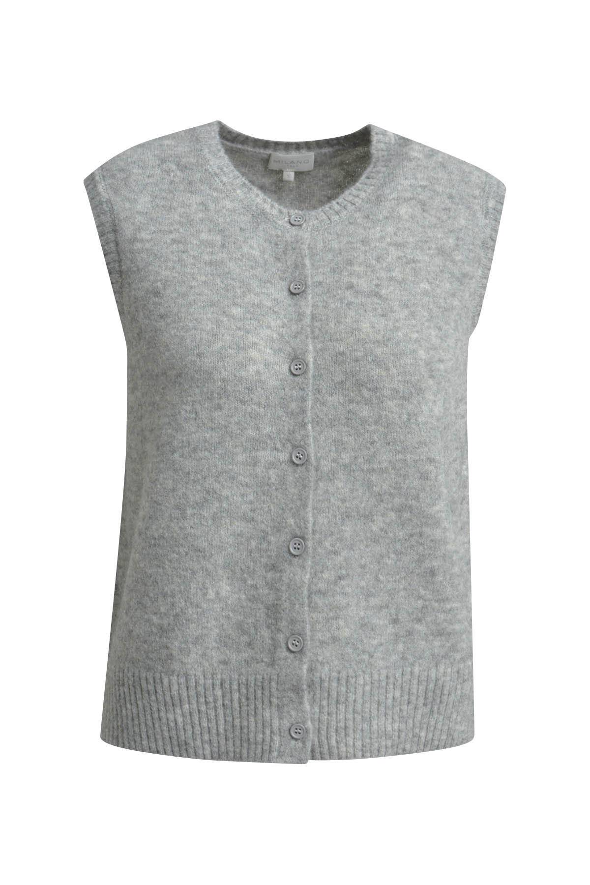 Milano Italy - Fitted, sleeveless vest with button placket grey melange - Gr. - S von Milano Italy