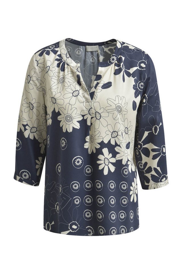 Milano Italy Langarmbluse BLOUSE W NECKPANEL, V-NECK, GATHERI von Milano Italy