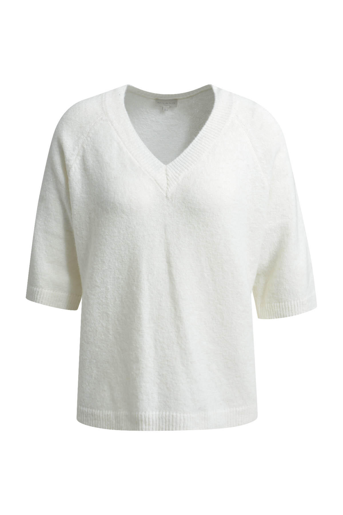 Milano Italy - Loose fit v-neck pullover with 1/2 sleeves offwhite - Gr. - XL von Milano Italy