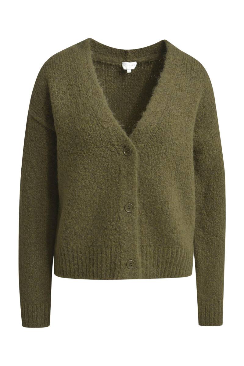 Milano Italy - Normal fitted Cardigan with 1/1 sleeves and button placket khaki - Gr. - M von Milano Italy