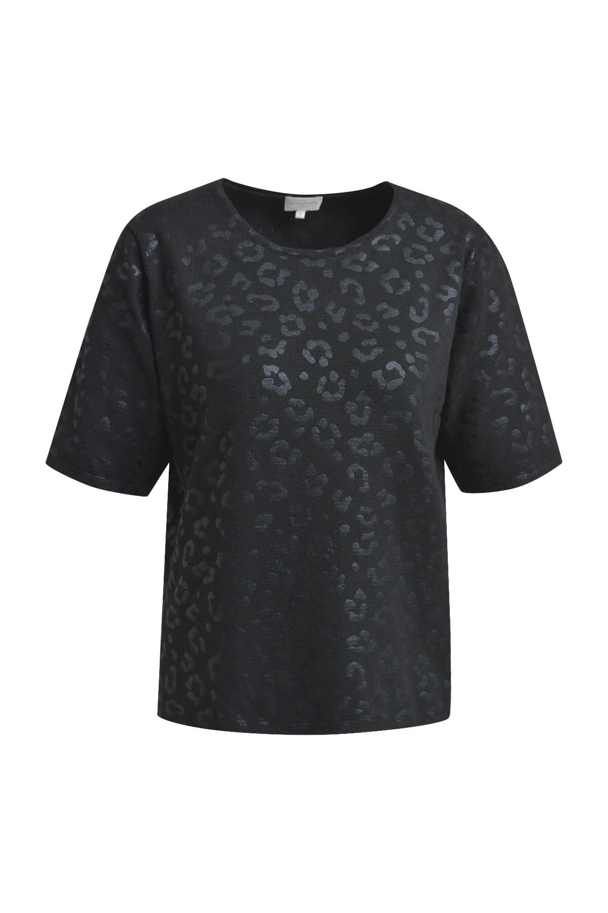 Milano Italy - Normal fitted Pullover with 1/2 sleeves and round neck black print - Gr. - M von Milano Italy