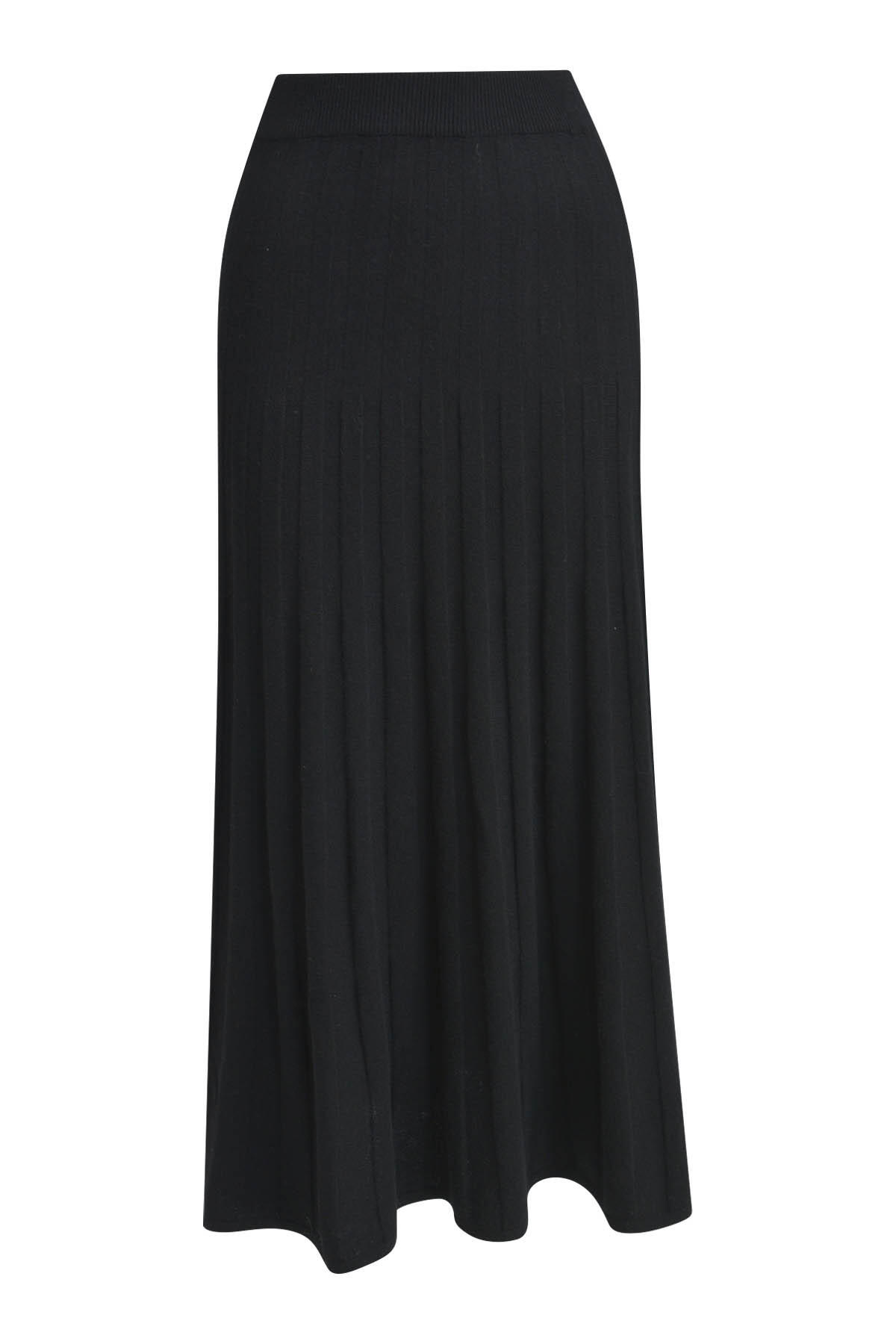 Milano Italy - Normal fitted Skirt with knitted pleats black - Gr. - L von Milano Italy