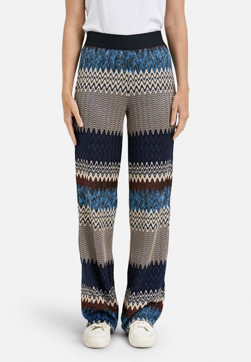 Milano Italy - Pants w elastic wb and wide legs navy print - Gr. - 42 von Milano Italy