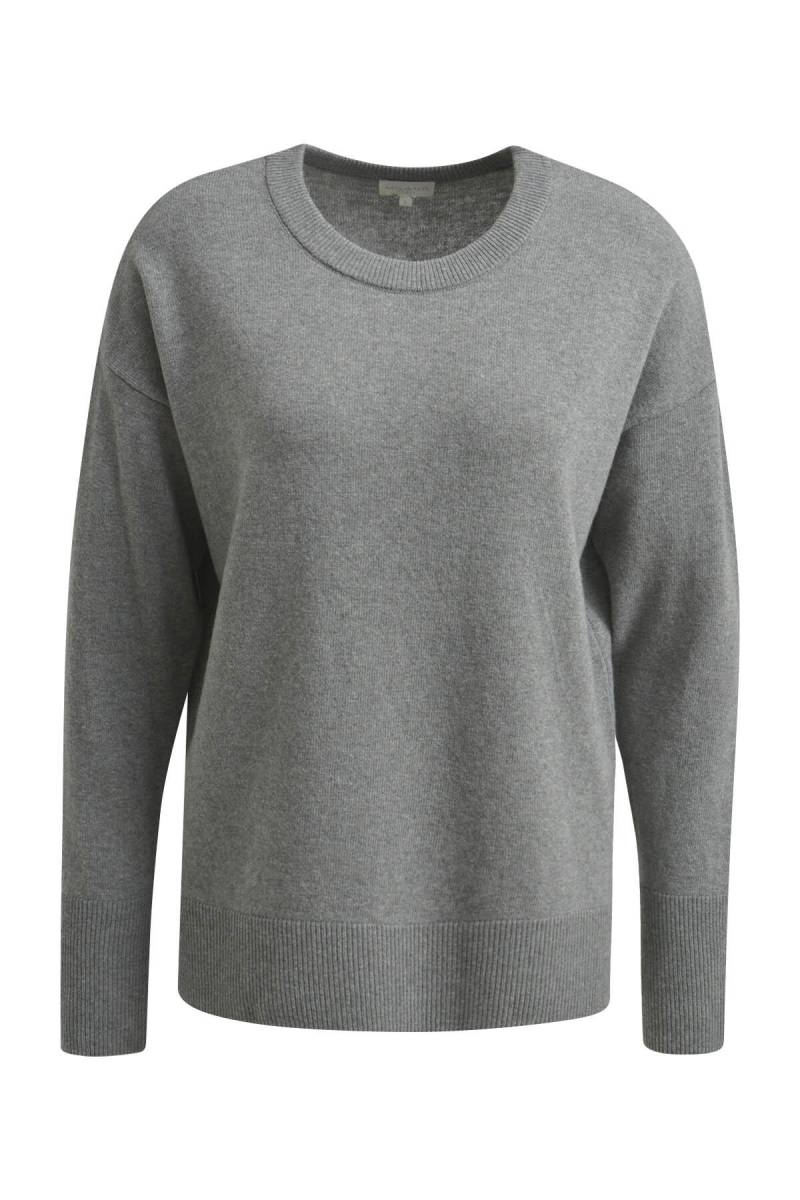 Milano Italy - Pullover w roundneck, oversized shoulders, 1/1 sleeves grey melange - Gr. - L von Milano Italy
