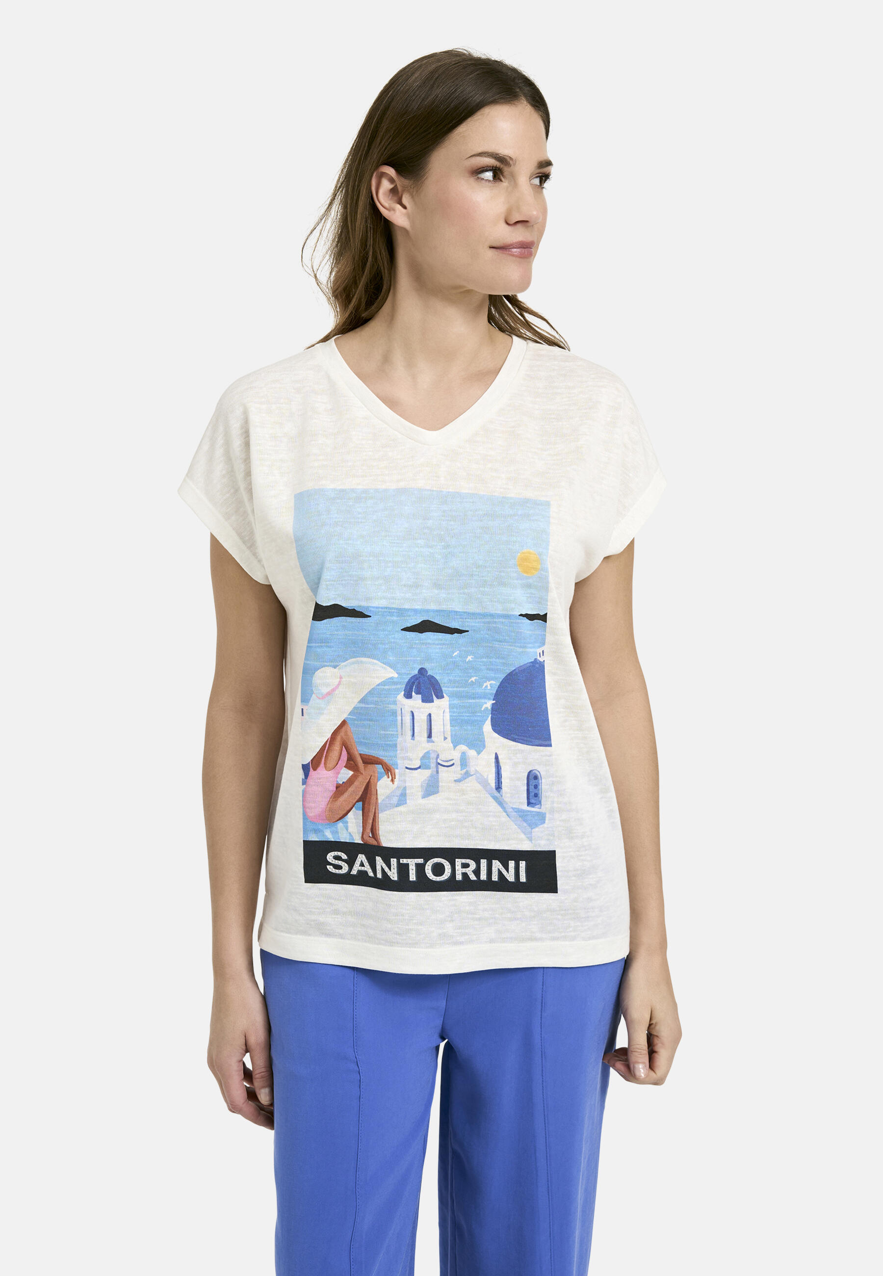 Milano Italy - Shirt w oversized shoulder + roundneck and Artwork offwhite - Gr. - M von Milano Italy