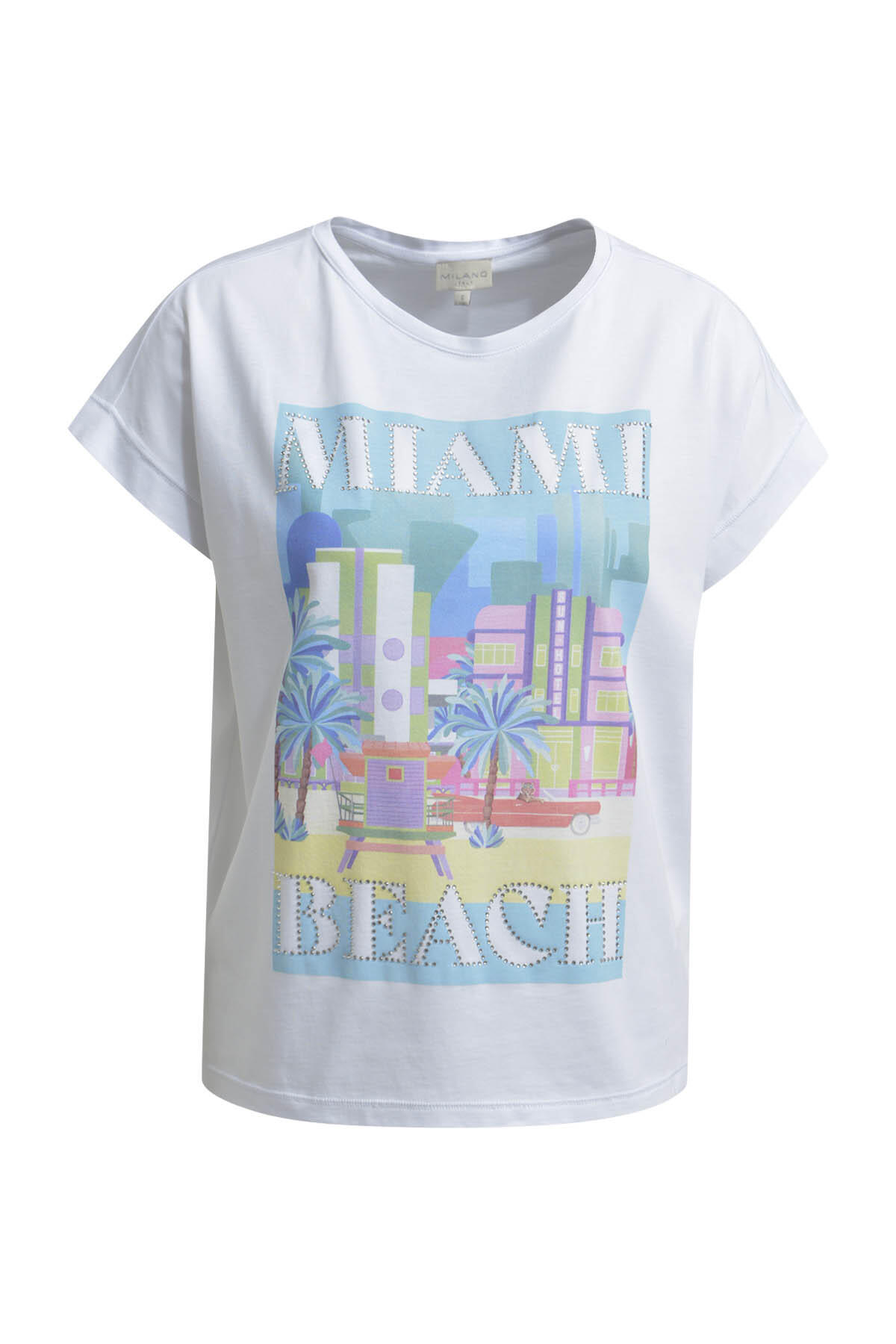 Milano Italy - Shirt w roundneck + oversized shoulder white - Gr. - S von Milano Italy