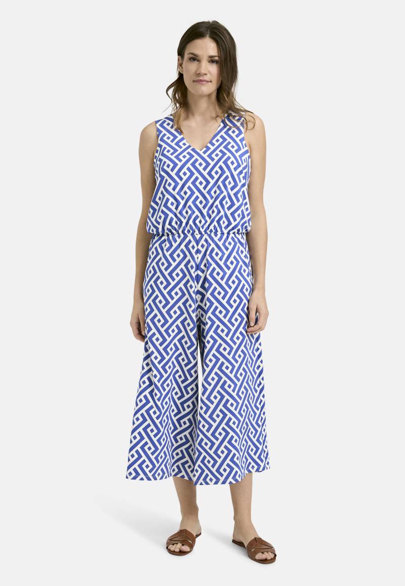 Milano Italy - Sleeveless Jumpsuit w v-neck, elastic at waist + wide legs santorini print - Gr. - L von Milano Italy