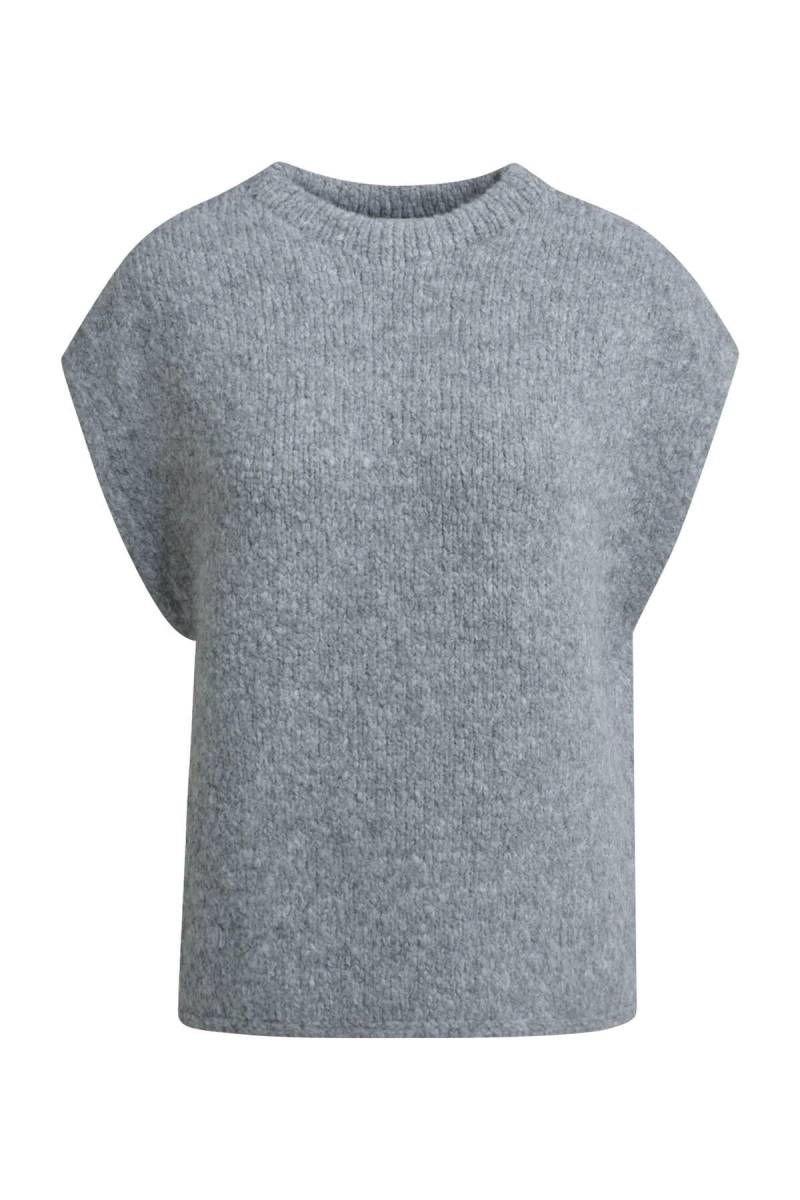 Milano Italy - Sleeveless Pullunder with stand collar and loose fit grey melange - Gr. - S von Milano Italy