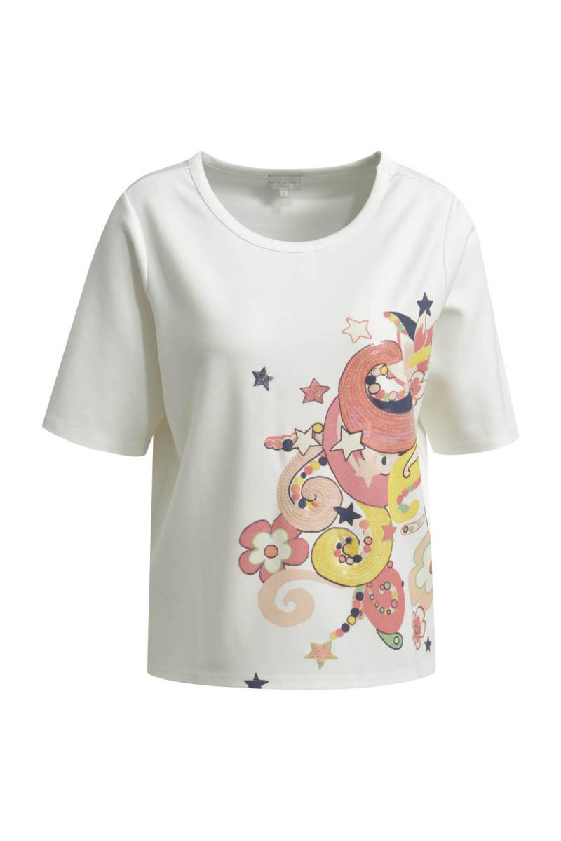 Milano Italy - Sweatshirt w roundneck, 1/2 sleeves, sideslits offwhite - Gr. - M von Milano Italy