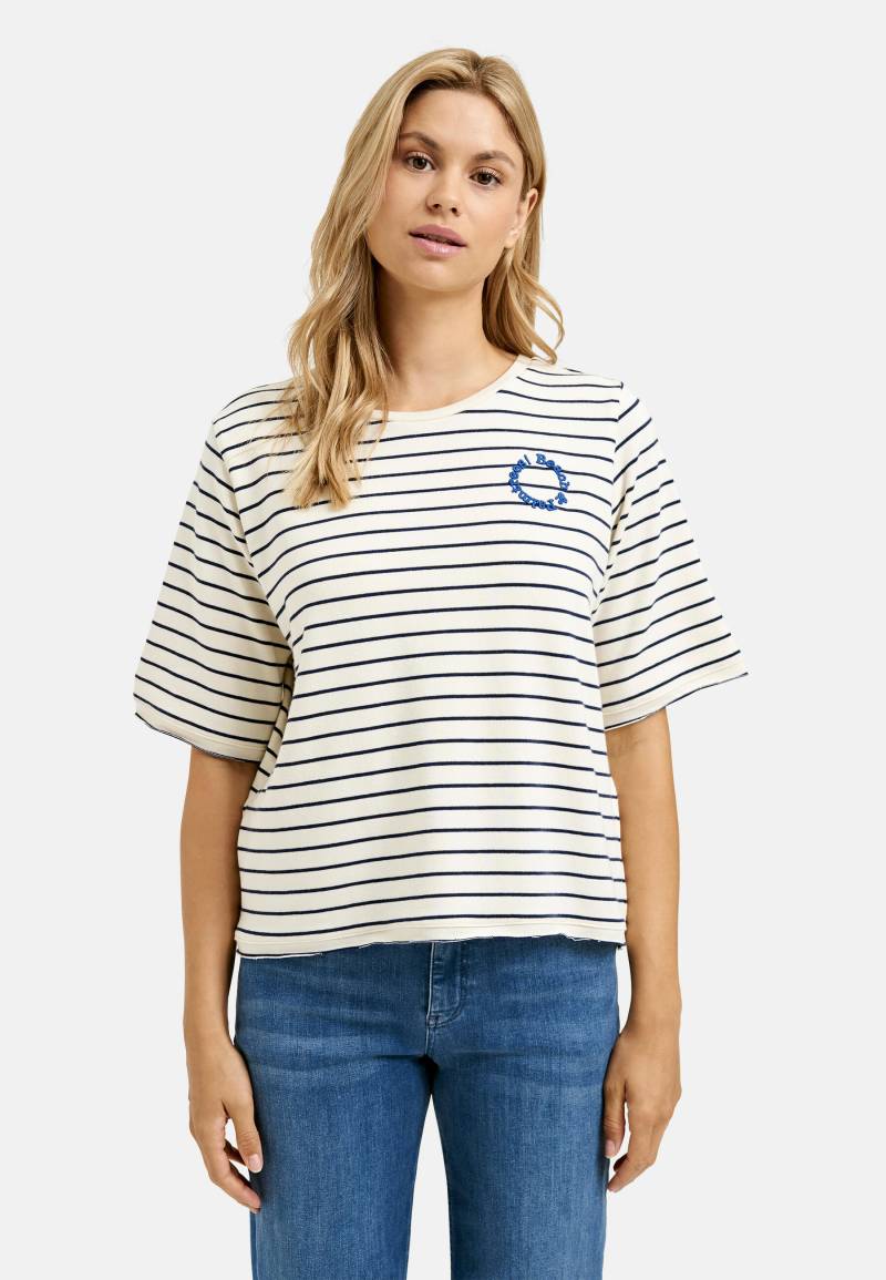 Milano Italy - Sweatshirt w roundneck + 1/2 sleeves and hem w open edge navy print - Gr. - XXL von Milano Italy