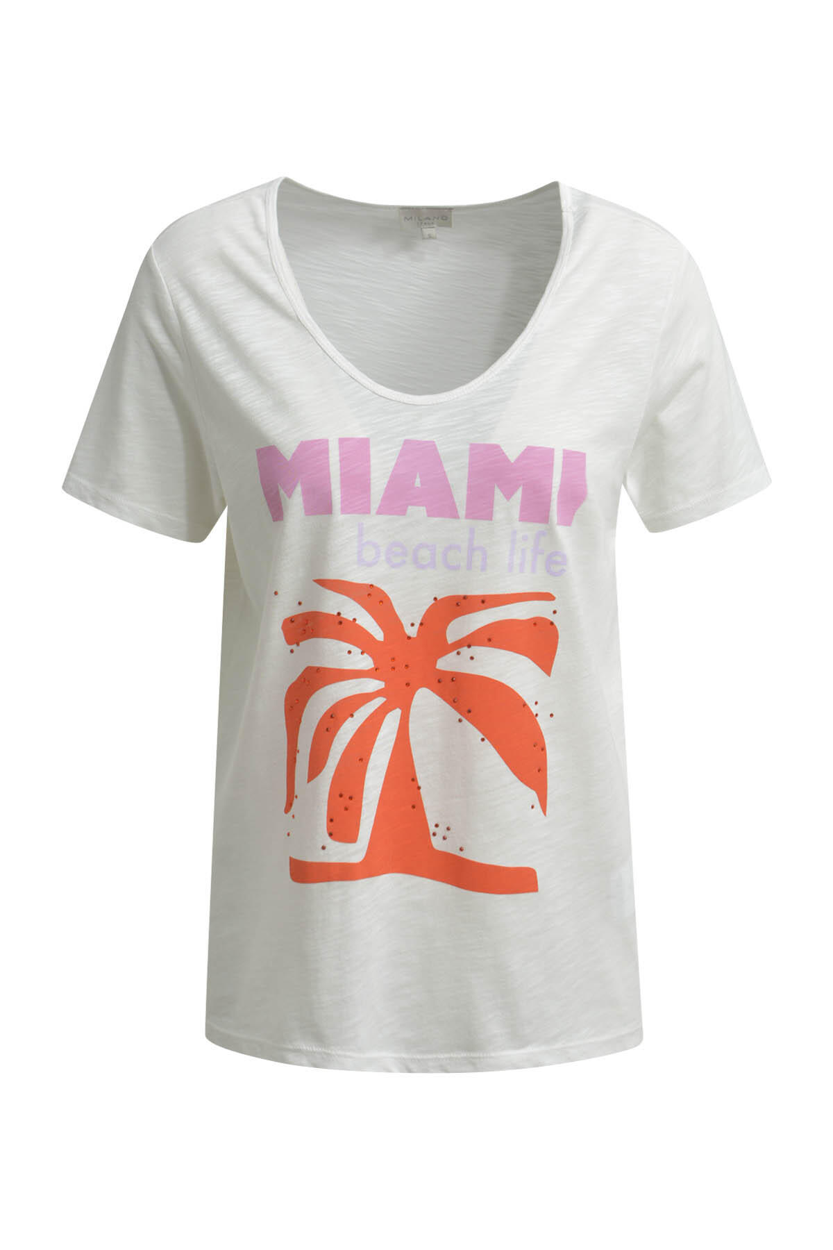 Milano Italy - T-Shirt w roundneck, 1/4 sleeves offwhite - Gr. - M von Milano Italy