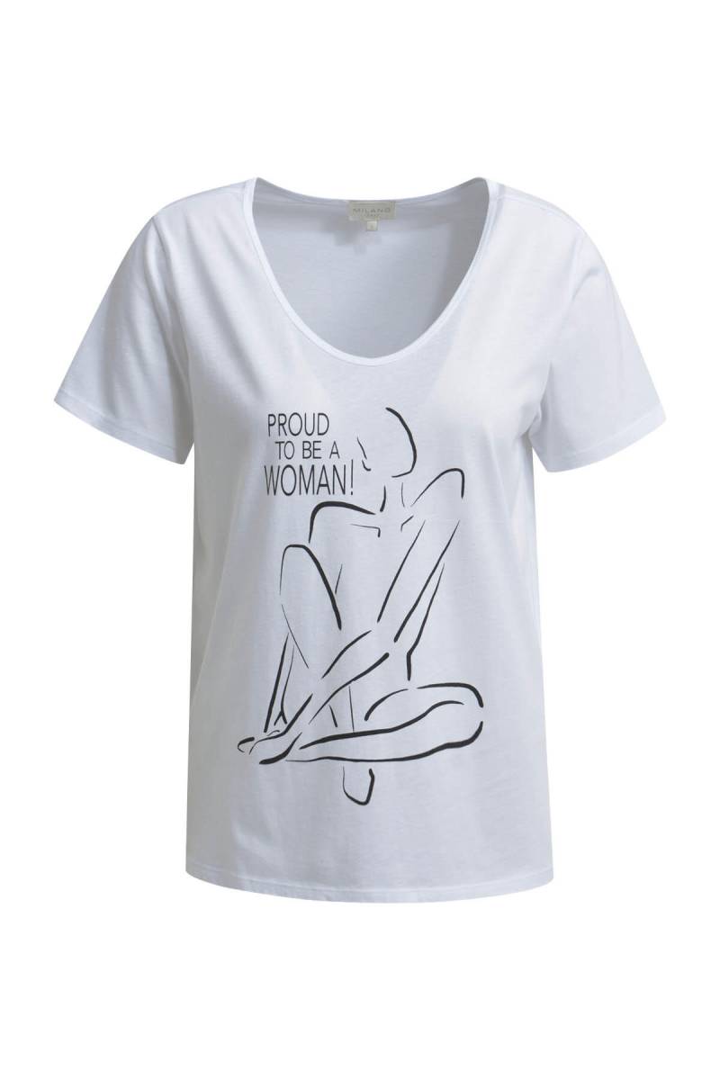 Milano Italy - T-Shirt w roundneck, 1/4 sleeves white - Gr. - M von Milano Italy