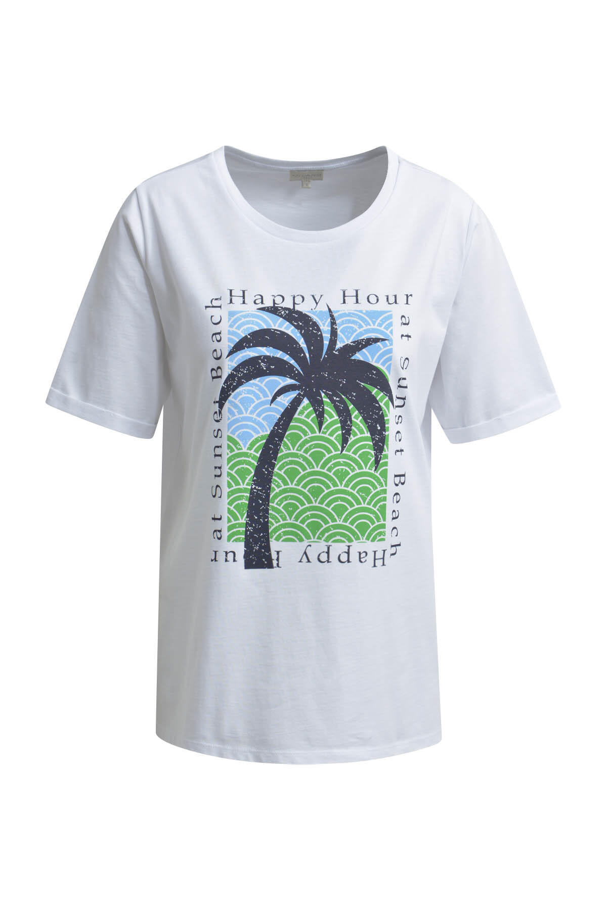 Milano Italy - T-Shirt w roundneck + turn up at sleeve white - Gr. - M von Milano Italy