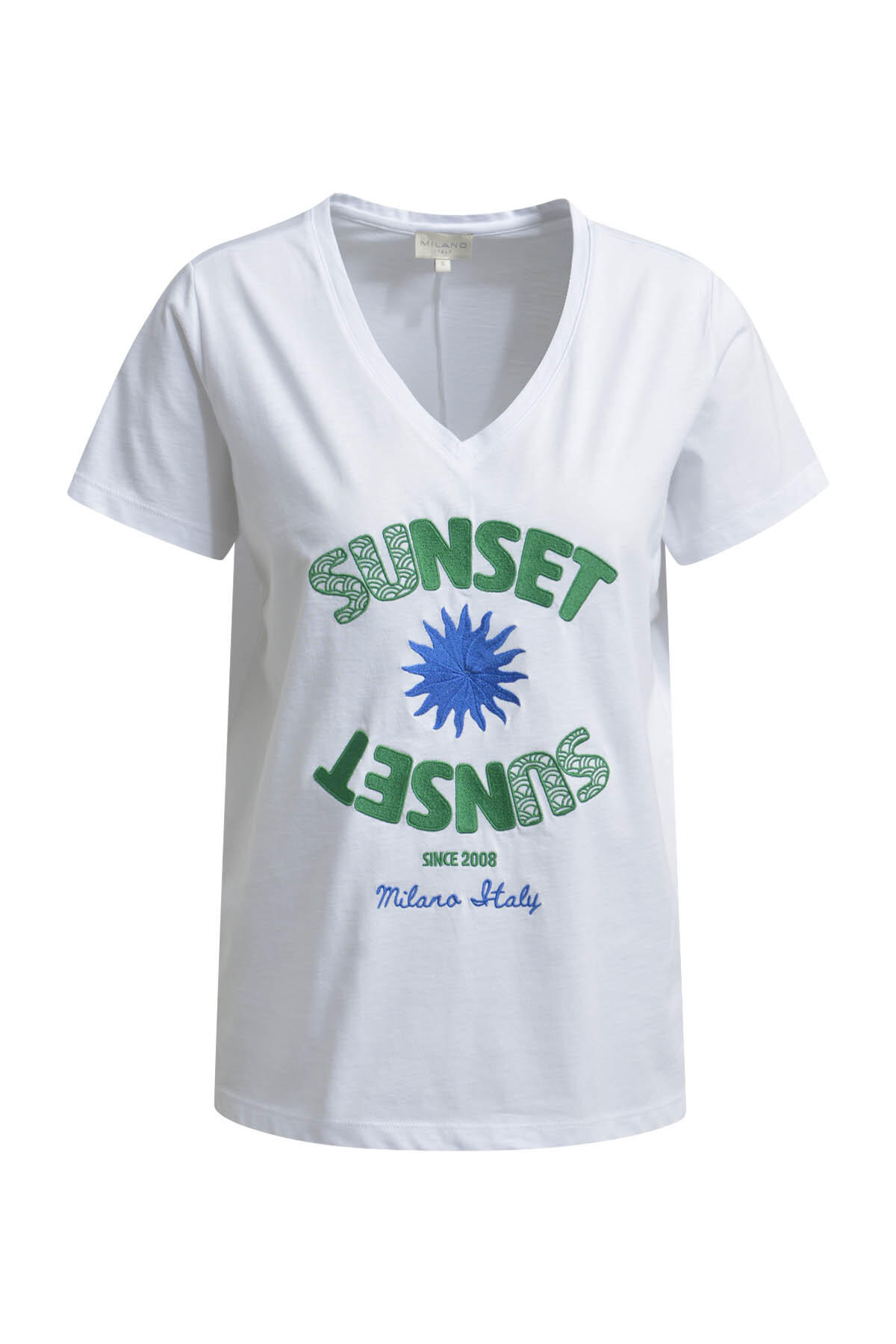 Milano Italy - T-Shirt w v-neck, 1/4 sleeves white - Gr. - XL von Milano Italy