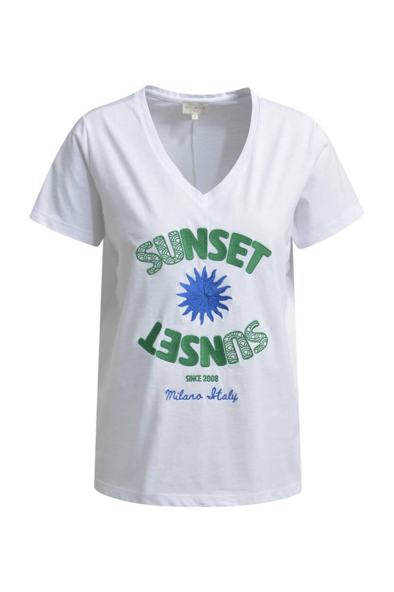 Milano Italy - T-Shirt w v-neck, 1/4 sleeves white - Gr. - XL von Milano Italy