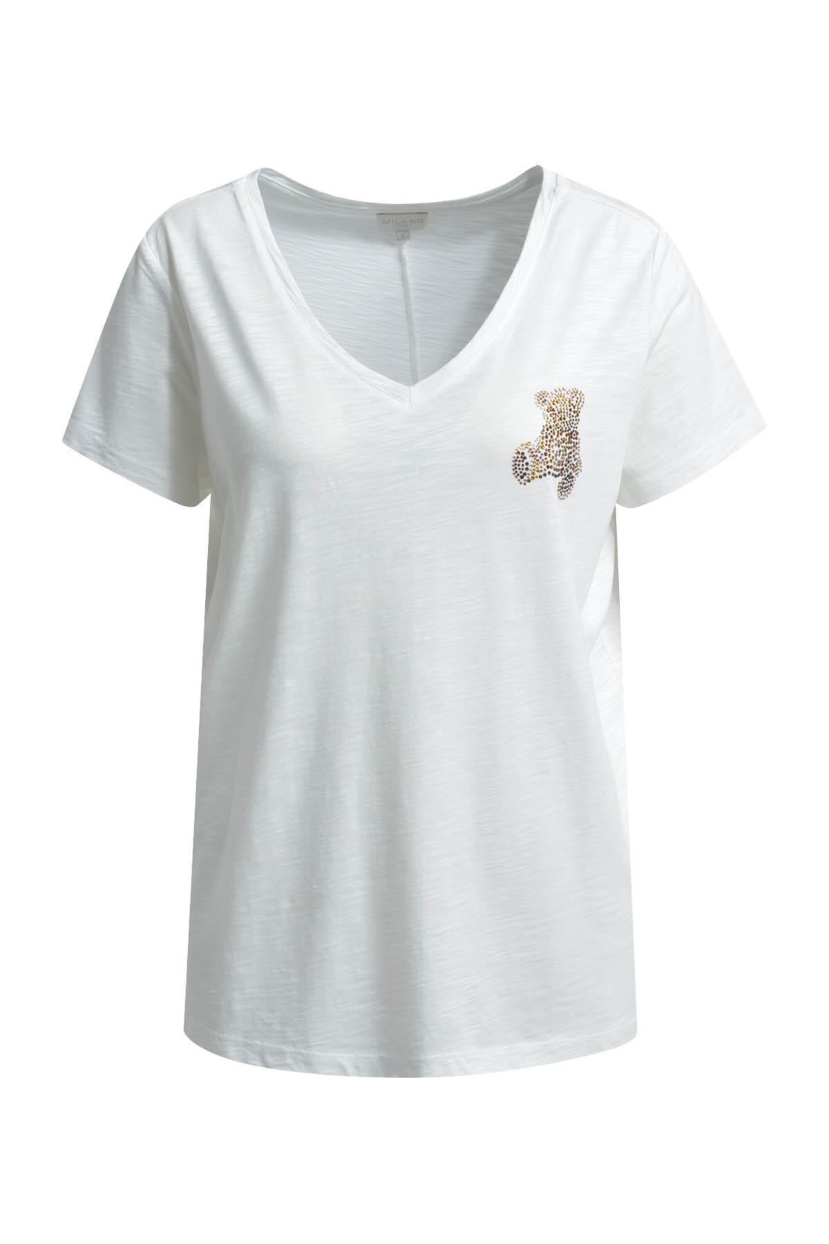 Milano Italy - V-neck t-shirt w/ chest AW 1/4 sleeve offwhite - Gr. - L von Milano Italy