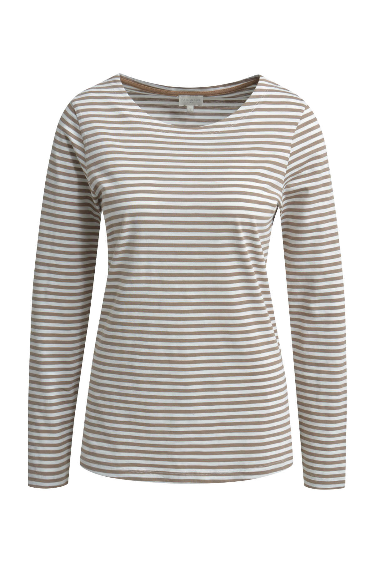 Milano Italy - boat neck t-shirt 1/1 sleeve mink print - Gr. - S von Milano Italy