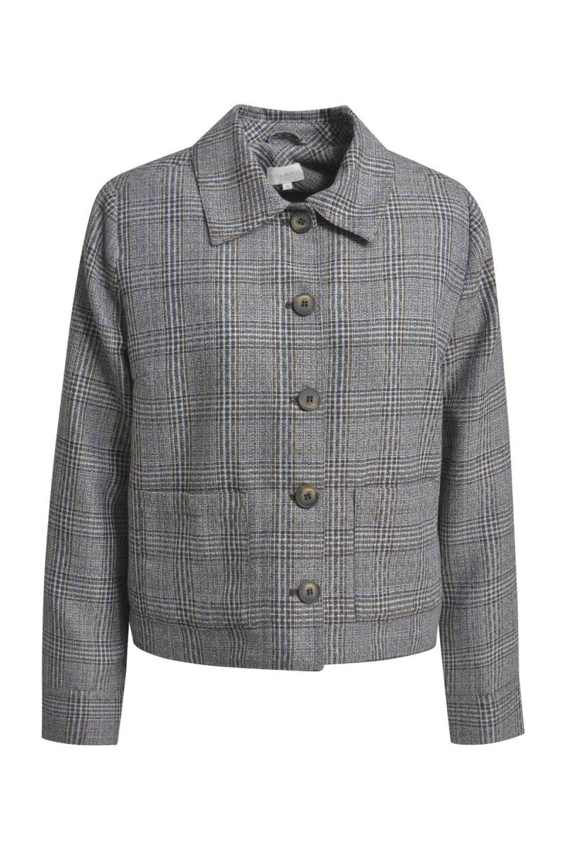 Milano Italy - boxy jacket w/ collar & patched pockets 1/1 sleeve mink print - Gr. - 36 von Milano Italy