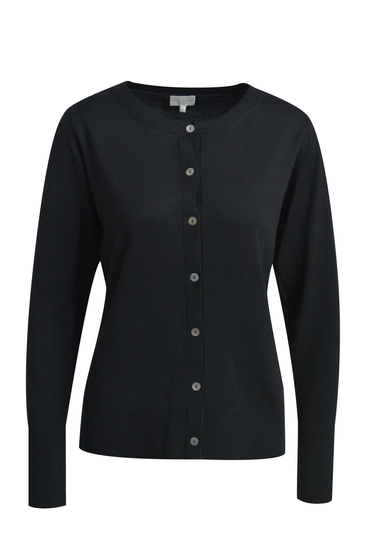 Milano Italy - cardigan roundneck button placket 1/2 sleeve black - Gr. - XL von Milano Italy