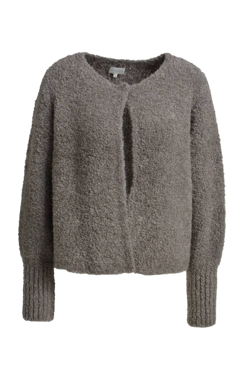 Milano Italy - cardigan w/ roundneck pressbutton closure 1/1 sleeve mink - Gr. - M von Milano Italy