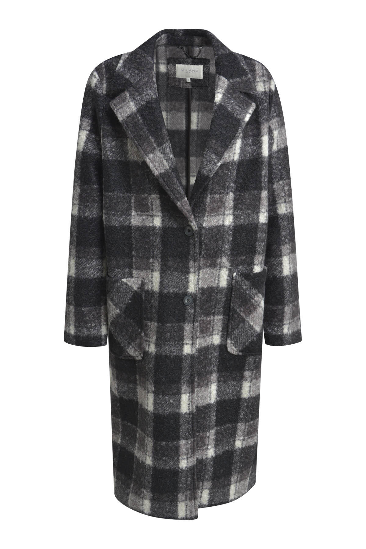 Milano Italy - coat with lapel patch pockets 1/1 sleeve mocca print - Gr. - 36 von Milano Italy