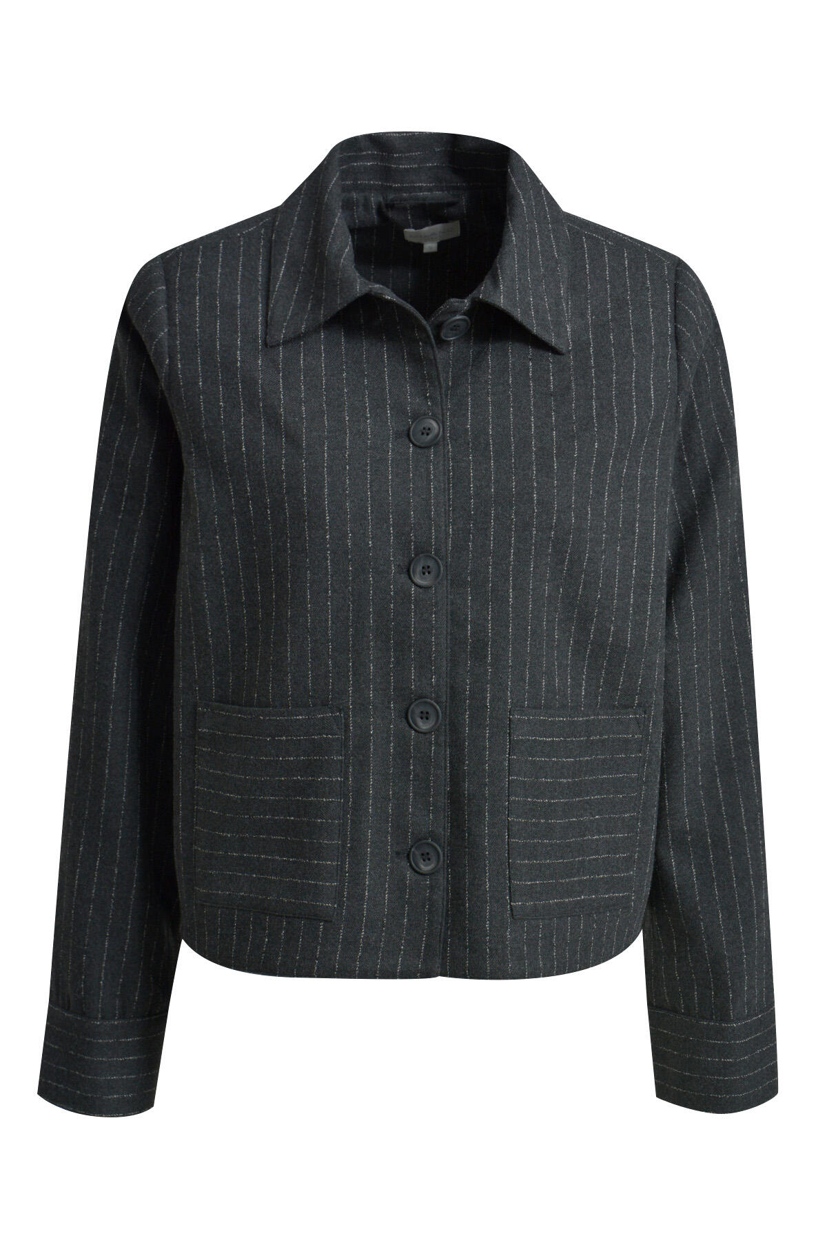 Milano Italy - jacket w/collar patched pockets 1/1 sleeve anthracite print - Gr. - 38 von Milano Italy