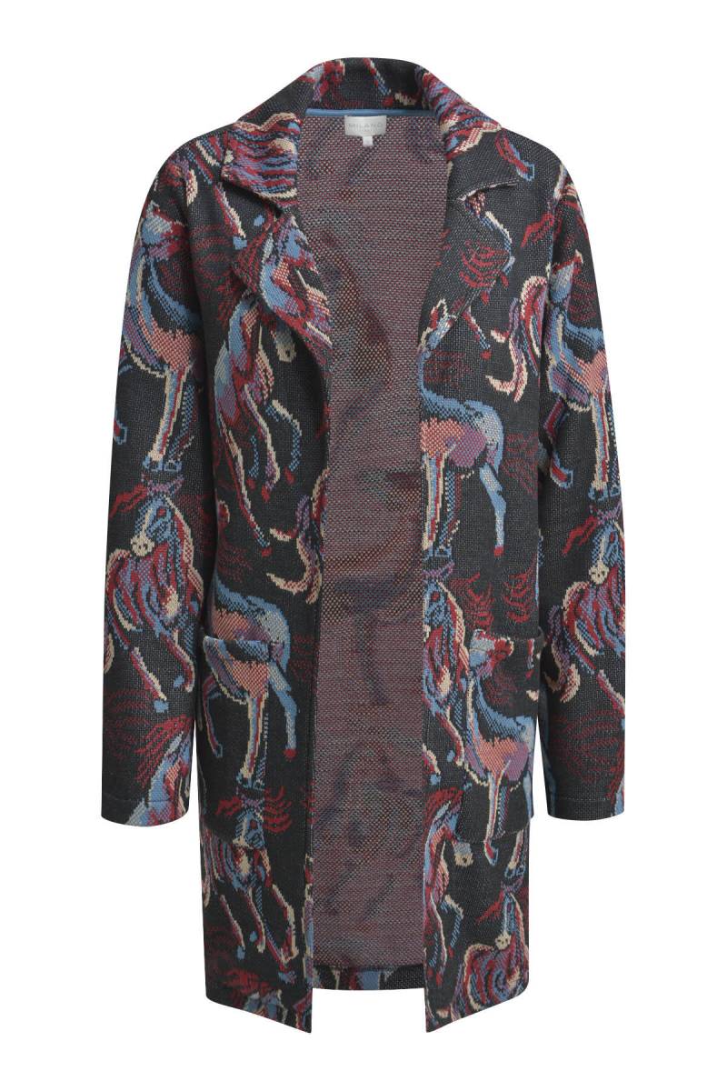 Milano Italy - jersey coat w/ lapel patched pockets 1/1 sleeve vino print - Gr. - S von Milano Italy