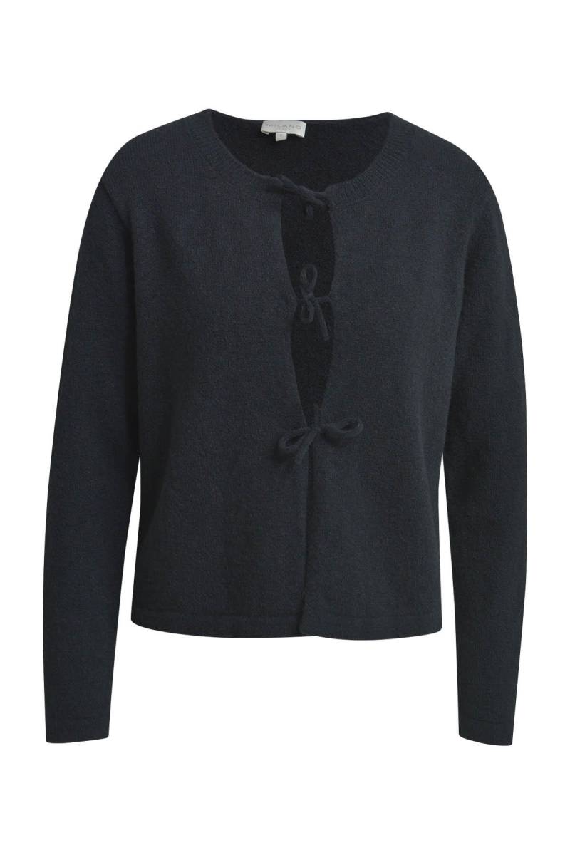 Milano Italy - normal fitted round neck cardigan w 1/1 sleeves, button placket black - Gr. - S von Milano Italy