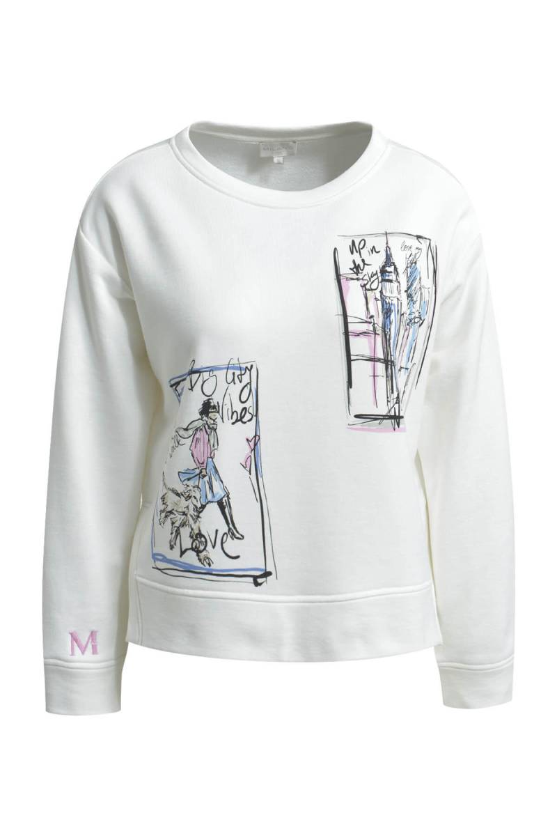 Milano Italy - round neck sweatshirt w/ AW slits 1/1 sleeve offwhite - Gr. - XL von Milano Italy